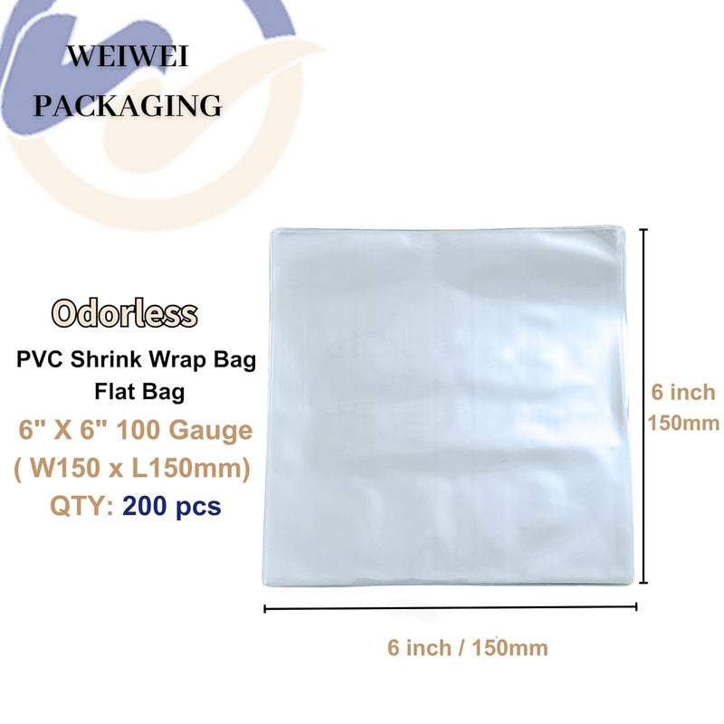 WEIWEI PACKAGING WEIWEI - 6 X 6 inch 200 PCS Odorless PVC Heat Shrink Wrap Bags 100 Gauge for Soap, Case, Bath Bomb - Image 2